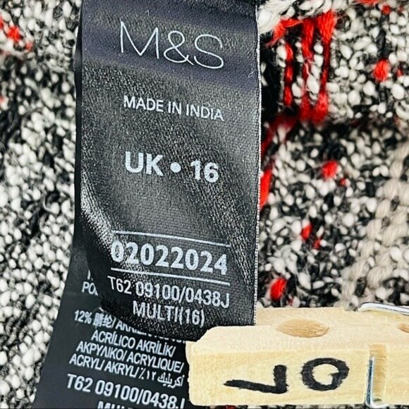 Pernua Marks & Spencer‎ Texture Knit Cardigan Womens 14 16 Red Black - Picture 4 of 9